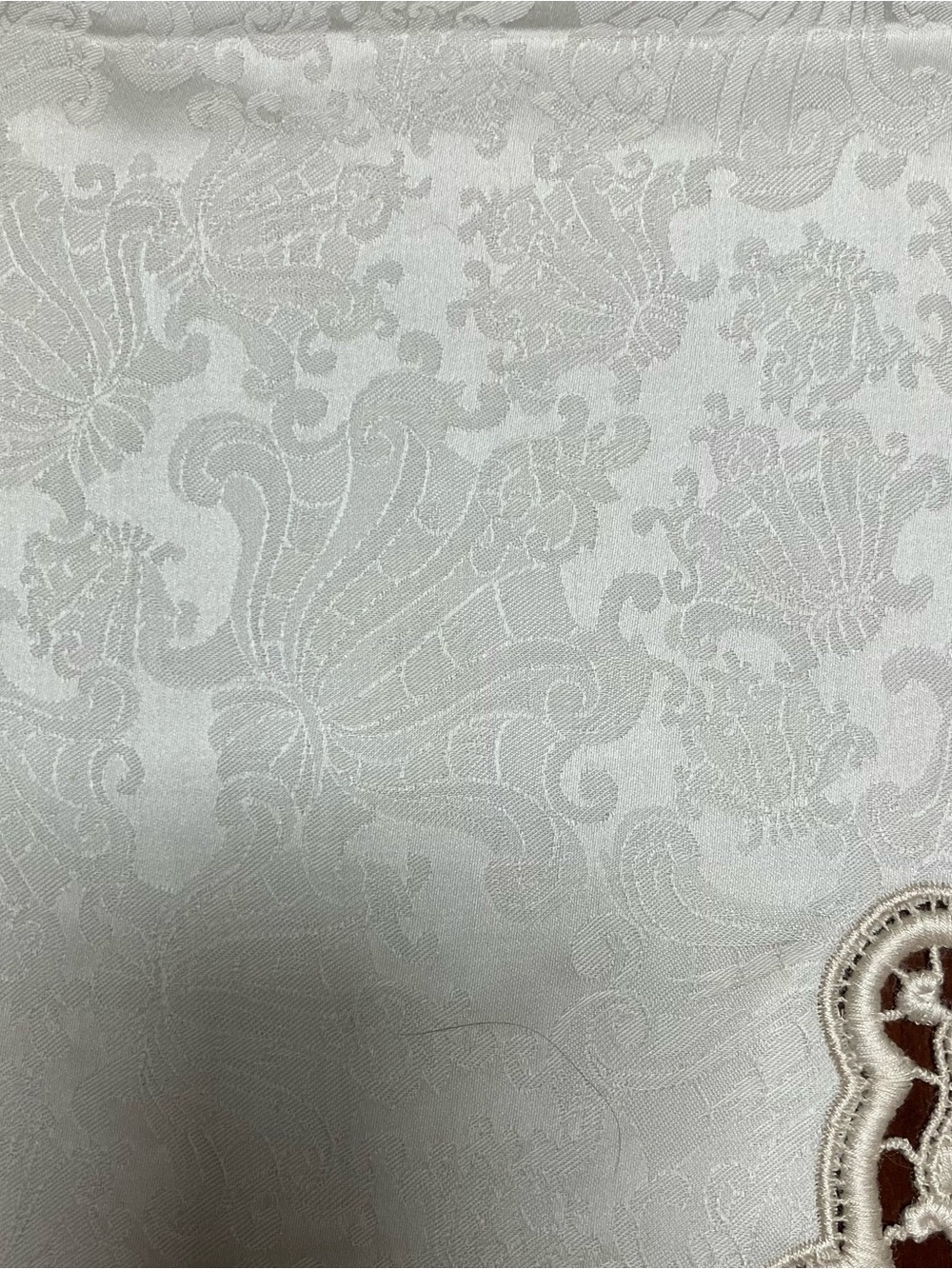 Jesurum Italian Cotton Cream Embroidered Napkins Damask (4) Lace 18in Square - Picture 5 of 6